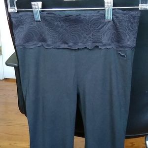 XS VS PINK Black Tights w/ lace waistband